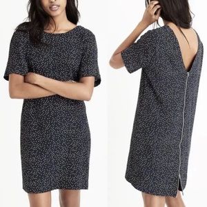 Madewell black white polka dot zip back shift dress